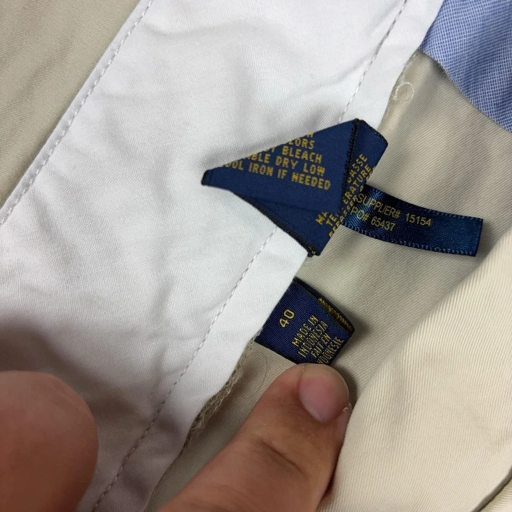 Polo Ralph Lauren Shorts Mens 40 Beige Cotton Chino Classic Fit 9 Inseam Casual